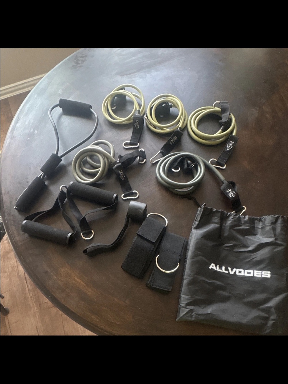 Resistance Band Set with Handles and Accessories - Olive/Gray
